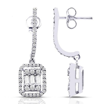 0.85 Karat Pırlanta Baget Küpe - IDL Sertifikalı - Amor Pırlanta