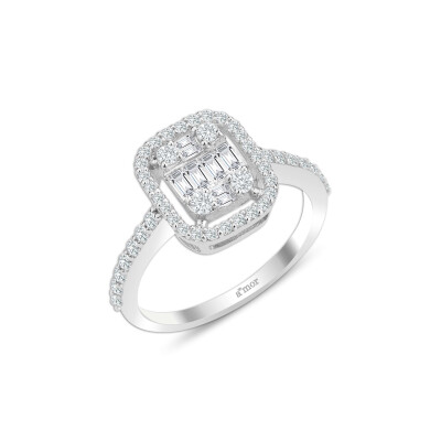 0.85 Karat Pırlanta Baget Yüzük - IDL Sertifikalı - Amor Pırlanta