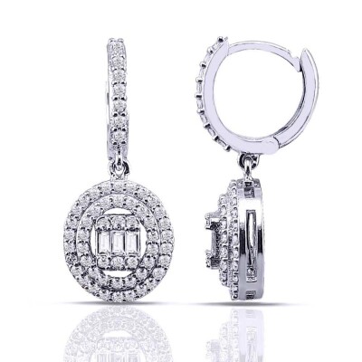 0.87 Karat Pırlanta Baget Küpe - IDL Sertifikalı - Amor Pırlanta