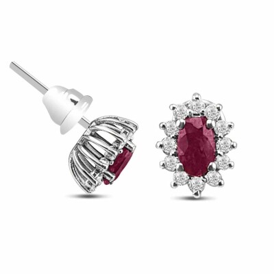 0.89 Karat Pırlanta Yakut Küpe - IDL Sertifikalı - Amor Pırlanta