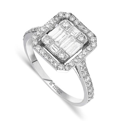 0.91 Karat Pırlanta Baget Yüzük - IDL Sertifikalı - Amor Pırlanta