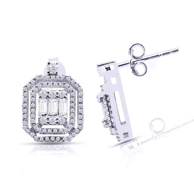 0.96 Karat Pırlanta Baget Küpe - IDL Sertifikalı - Amor Pırlanta