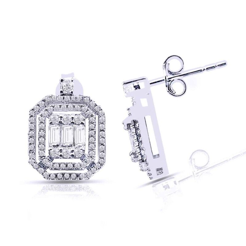 0.96 Karat Pırlanta Baget Küpe - IDL Sertifikalı - 1