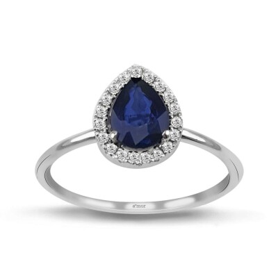 0.96 Karat Pırlanta Safir Yüzük - IDL Sertifikalı - Amor Pırlanta