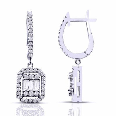 0.97 Karat Pırlanta Baget Küpe - IDL Sertifikalı - Amor Pırlanta