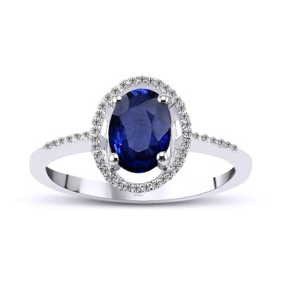0.97 Karat Pırlanta Safir Yüzük - IDL Sertifikalı - Amor Pırlanta