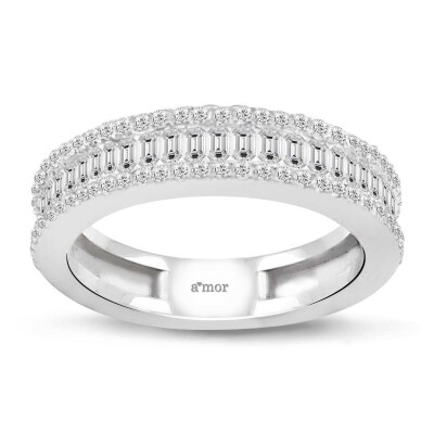 0.99 Karat Pırlanta Baget Yarımtur Yüzük - IDL Sertifikalı - Amor Pırlanta