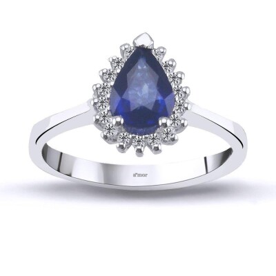 0.99 Karat Pırlanta Safir Yüzük - IDL Sertifikalı - Amor Pırlanta
