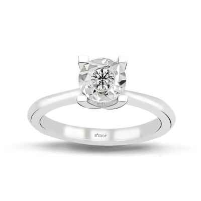 1.00 Karat Görünümlü Efektli Pırlanta Tektaş Yüzük - IDL Sertifikalı - Amor Pırlanta
