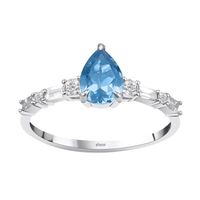 1.06 Karat Blue Topaz Pırlanta Fantezi Yüzük - IDL Sertifikalı - Amor Pırlanta