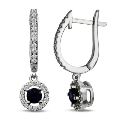 1.07 Karat Pırlanta Safir Küpe - IDL Sertifikalı - Amor Pırlanta