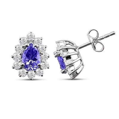 1.13 Karat Pırlanta Tanzanit Küpe - IDL Sertifikalı - Amor Pırlanta