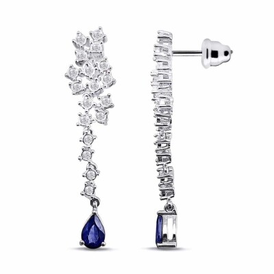 1.14 Karat Pırlanta Safir Küpe - IDL Sertifikalı - Amor Pırlanta