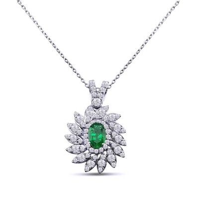 1.15 Karat Pırlanta Zümrüt Kolye - IDL Sertifikalı - Amor Pırlanta