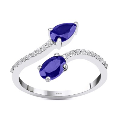 1.18 Karat Pırlanta Safir Yüzük - IDL Sertifikalı - Amor Pırlanta
