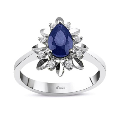 1.19 Karat Pırlanta Safir Yüzük - IDL Sertifikalı - Amor Pırlanta