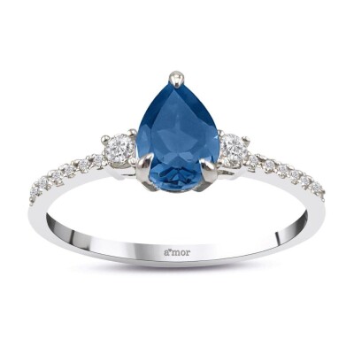 1.20 Karat London Blue Pırlanta Fantezi Yüzük - IDL Sertifikalı - Amor Pırlanta