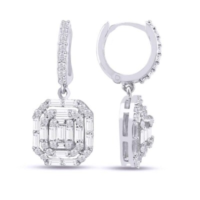 1.20 Karat Pırlanta Baget Küpe - IDL Sertifikalı - Amor Pırlanta