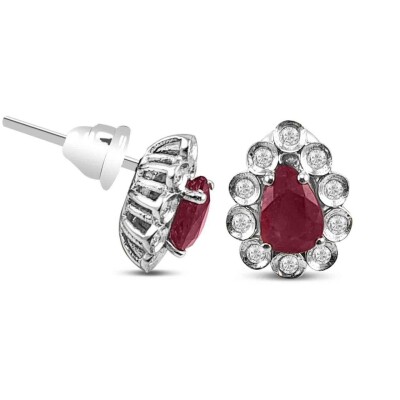 1.25 Karat Pırlanta Yakut Küpe - IDL Sertifikalı - Amor Pırlanta