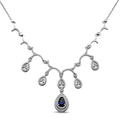 1.26 Karat Pırlanta Safir Kolye - IDL Sertifikalı - Amor Pırlanta