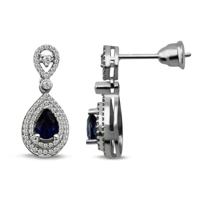 1.27 Karat Pırlanta Safir Küpe - IDL Sertifikalı - Amor Pırlanta