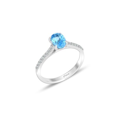 1.28 Karat Blue Topaz Pırlanta Fantezi Yüzük - IDL Sertifikalı - Amor Pırlanta