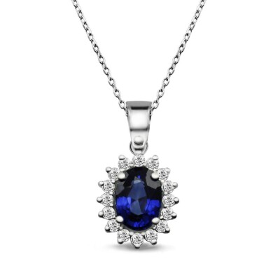 1.34 Karat Pırlanta Safir Kolye - IDL Sertifikalı - Amor Pırlanta