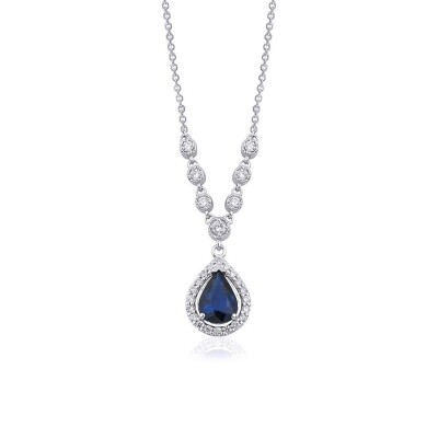 1.36 Karat Pırlanta Safir Kolye - IDL Sertifikalı - Amor Pırlanta