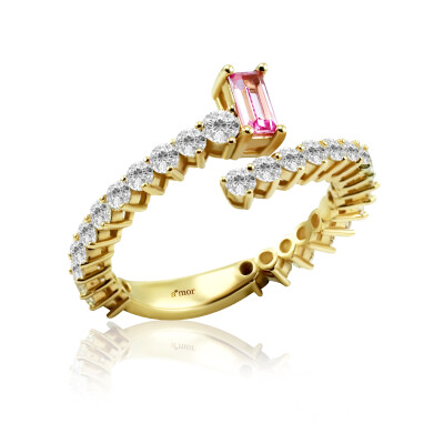 1.37 Karat Pembe Topaz Pırlanta Fantezi Yüzük - IDL Sertifikalı - Amor Pırlanta