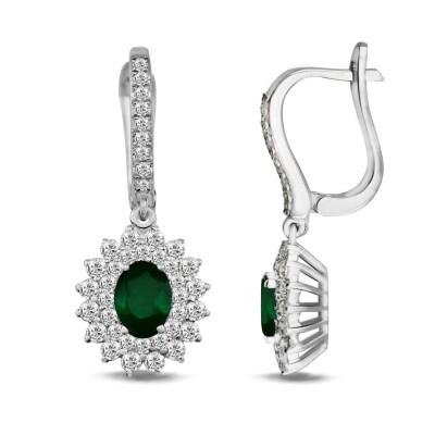 1.48 Karat Pırlanta Zümrüt Küpe - IDL Sertifikalı - Amor Pırlanta