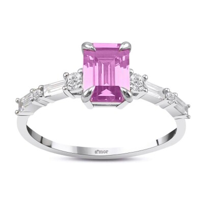 1.53 Karat Pırlanta Pink Safir Yüzük - IDL Sertifikalı - Amor Pırlanta