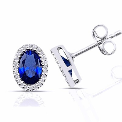 1.53 Karat Pırlanta Safir Küpe - IDL Sertifikalı - Amor Pırlanta