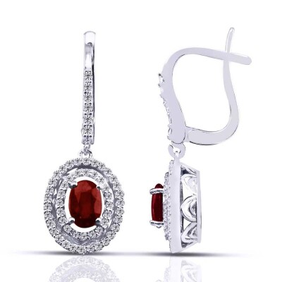1.55 Karat Pırlanta Yakut Küpe - IDL Sertifikalı - Amor Pırlanta