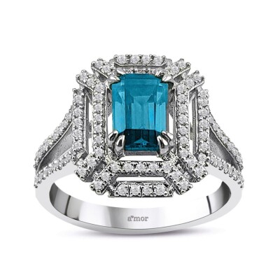 1.68 Karat London Blue Pırlanta Fantezi Yüzük - IDL Sertifikalı - Amor Pırlanta