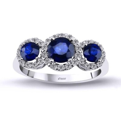 1.72 Karat Pırlanta Safir Yüzük - IDL Sertifikalı - Amor Pırlanta