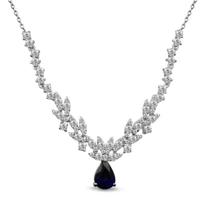 1.83 Karat Pırlanta Safir Kolye - IDL Sertifikalı - Amor Pırlanta