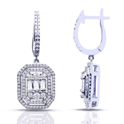 1.90 Karat Pırlanta Baget Küpe - IDL Sertifikalı - Amor Pırlanta