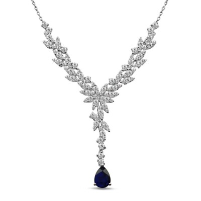 2.10 Karat Pırlanta Safir Kolye - IDL Sertifikalı - Amor Pırlanta