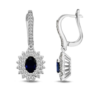 2.10 Karat Pırlanta Safir Küpe - IDL Sertifikalı - Amor Pırlanta