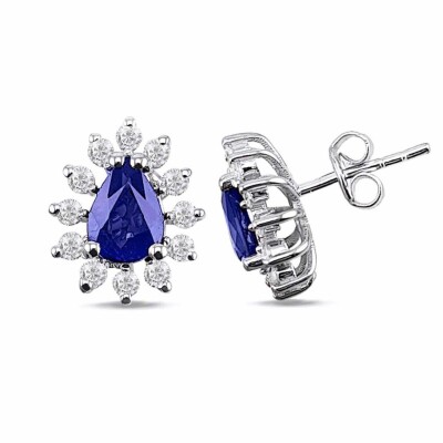 2.29 Karat Pırlanta Safir Küpe - IDL Sertifikalı - Amor Pırlanta
