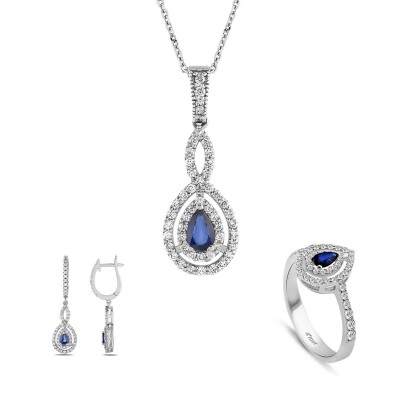2.32 Karat Safir Pırlanta Set - IDL Sertifikalı - Amor Pırlanta