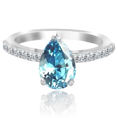 2.39 Karat Blue Topaz Pırlanta Fantezi Yüzük - IDL Sertifikalı - Amor Pırlanta