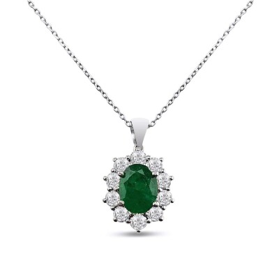 2.60 Karat Pırlanta Zümrüt Kolye - IDL Sertifikalı - Amor Pırlanta