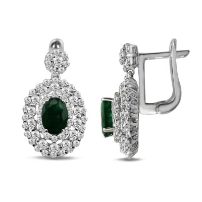 2.85 Karat Pırlanta Zümrüt Küpe - IDL Sertifikalı - Amor Pırlanta