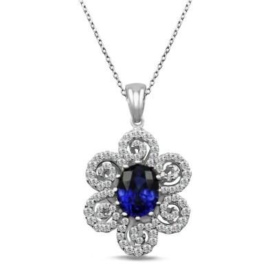 2.92 Karat Pırlanta Safir Kolye - IDL Sertifikalı - Amor Pırlanta