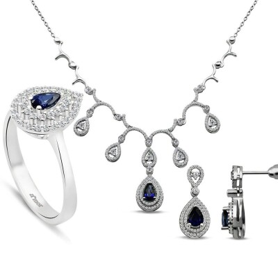 2.97 Karat Safir Pırlanta Set - IDL Sertifikalı - Amor Pırlanta