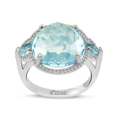 3.18 Karat Blue Topaz Pırlanta Fantezi Yüzük - IDL Sertifikalı - Amor Pırlanta