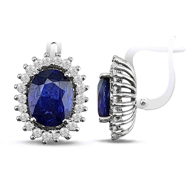 4.69 Karat Pırlanta Safir Küpe - IDL Sertifikalı - 1